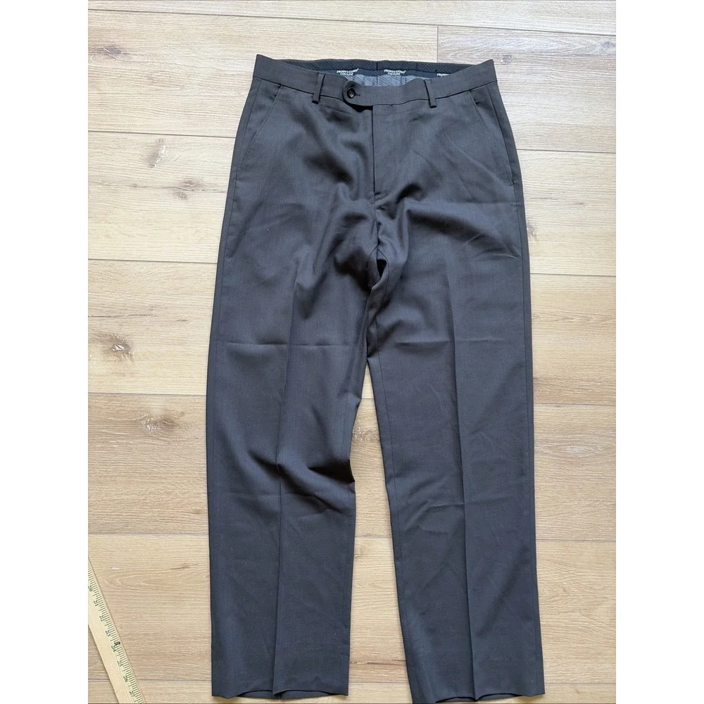 Pronto Uomo Pants Mens Size 34 100% Wool Flat Front Made In Italy Gray